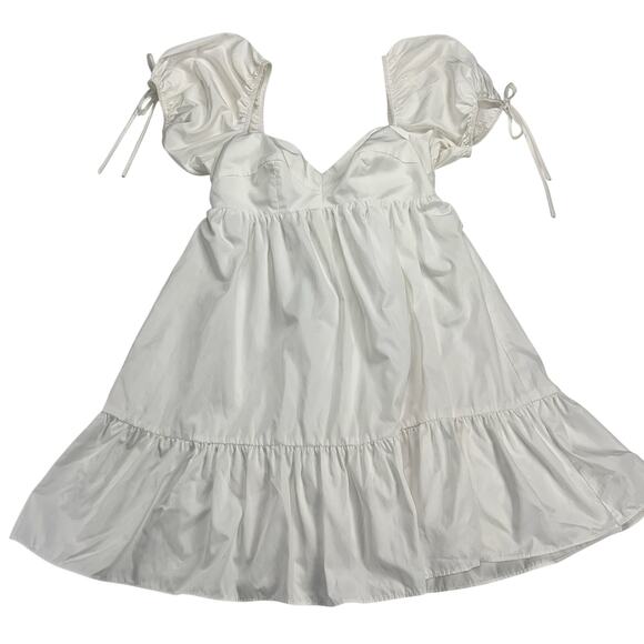 Amanda Uprichard Sicily Ruched Smocked Fit and Flare Mini Dress White Size M - Picture 12 of 16